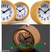 Wooden Round Numeral Silent Bedside Snooze Sleep Night Light Alarm Clock