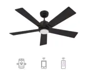 Carro Aspen 52" Dimmable LED Indoor/Outdoor Black Smart Ceiling Fan w/ Light