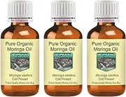 Devprayag Pure Organic Moringa Oil (Moringa oleifera) Natural Therapeutic Grade Cold Pressed (Pack of Three) 100ml x 3 (10 oz)