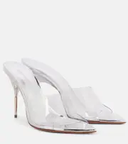 [Amina Muaddi] Amina Muaddi Bianca Glass 95 PVC mules AU 8 silver