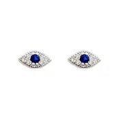 Culturesse 6mm Cubic Zirconia Little Evil Eye Stud Earrings Sterling Silver