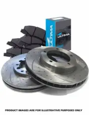 PAIR SLOTTED DIMPLED Front BRAKE ROTORS & ULTIMA PADS for ISUZU MUX 2013 onwards (for: Isuzu)