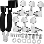Kisangel 1Set Professional Guitar Tuning Pegs with String Winder Semi Enclosed Knobs for Electric Acoustic Guitars Durable Parts for Enthusiasts Beginners