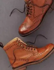 Handmade Men Tan Color Wingtip Brogue Boots, Men Ankle Leather Boots for men