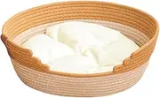 Stgfyxgs Woven Cat Bed Basket with Cushion, Pet Accessories, Anti-Scratch Cat Lounge Bed, XL