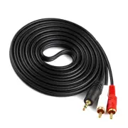 15 Feet Premium 3.5mm 1/8" Stereo Male Aux Plug to 2 RCA Male Audio Cable Cord