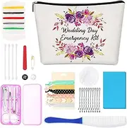 Floral Wedding Emergency Kit for Bride Wedding Survival Kit with Makeup Bag, Bride Kit Bridal Shower Gift Present Fun Engagement Present for Bride Emergency Supplies