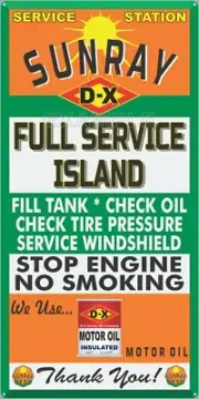 DX SUNRAY GAS STATION FULL SERVICE ISLAND PUMP SIGN REMAKE ALUMINUM SIZE OPTION