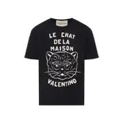 [Valentino] Valentino-Black Cotton Le Chat De La Maison T-Shirt-Uomo XL STAND