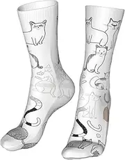 [CSIVKEJ] Crew Socks Comfort Casual Athletic Multi Design Socks For Women Men, Cats 7, One Size, Cats 7, One size