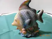 Iridescent Glass Fish Figurine Muli Colors 6.5" x 5.5" Sparkles L@@K