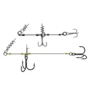 10pcs/set Double Fishing Hooks Swivel Pin Barbed Treble Hook Spring Snap Ring