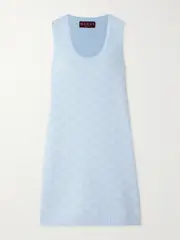 [Gucci] Gucci - Jacquard-knit Cotton Mini Dress - Light blue - S S Blue