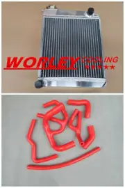 Aluminum radiator for AUSTIN ROVER MINI 1275 GT 1959-1997 Manual and RED hoses