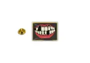 pins pin's badge metal lapel hat button tooth mouth