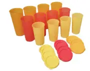 Tupperware Tumbler Bouquet Set in Yellow Orange & Red w/ Seals ~16,12,9 oz. New