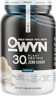 OWYN Only What You Need Pro Elite Vegan 30g Plant-Based High Protein Powder, Zero Sugar (Vanilla, 2.9 lbs)