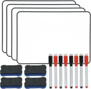 4Pcs 30X21Cm Dry Erase Mini Whiteboards, A4 Double-Sided White Board with Black