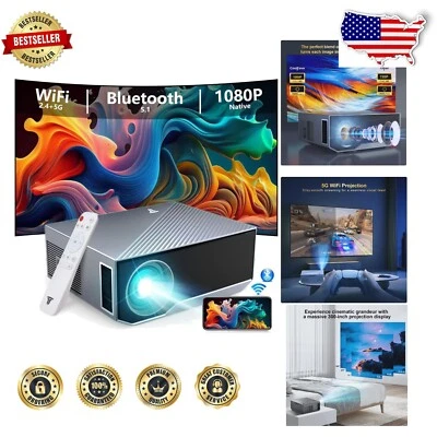 High Lumens Bluetooth Projector - Full HD 1080P for Ultimate Viewing Experience