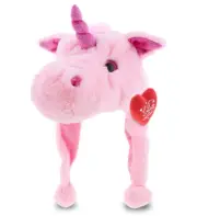 DolliBu I LOVE YOU Pink Unicorn Plush Hat with Heart - 16 Inches