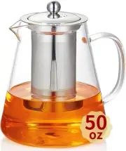 Glass Teapot with Infuser - 50oz Borosilicate 50 FL OZ, Clear