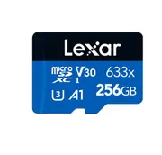 Lexar High-Performance 633x microSDHC/microSDXC UHS-I 256GB C10, A1, UHS-I (U3), V30, up to 100MB/s read, 45MB/s write LSDMI256BB633A