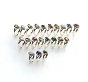 WHOLESALE 21PC 925 SOLIDSTERLING SILVER CUT GREEN PERIDOT MIX STONE RING LOT O45