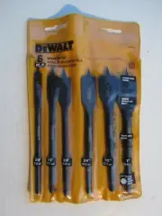 DEWALT 6 PC SPADE BIT SET DW1587--3/8, 1/2, 5/8, 3/4, 7/8 & 1"