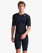 Aero Sleeved Trisuit, 2XU, XS, Black/White, Male