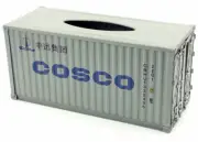 Cosco Vintage Diecast Metal Cargo Container Tissue Box