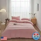 FACE TWO FACE Bedding Duvet Cover Set 3 Pieces 100% Washed Cotton Duvet Cover