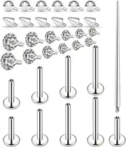 [Prjndjw] Internally Threaded Medusa Piercing Jewelry Surgical Stainless Steel Labret Jewelry Monroe Lip Rings Different Size Tragus Nail Conch Cartilage Helix Earring Stud Bar Length 6mm 8mm 10mm 12mm