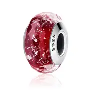 S925 Sterling Silver RED Snow White Faceted Murano Glass Charm - AVILIA Designs