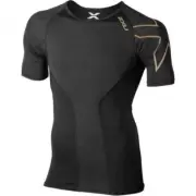 2XU Mens Elite Compression Short Sleeve Top – Black/Gold