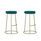 HomeStar Set of 2 Xyla Velvet Fabric Kitchen Bar Stool - Gold Metal Frame - Gree