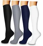 4 Pairs-Compression Socks for Women&Men Large-X-Large 02-black/White/Grey/Navy