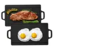 Reversible Cast Iron Grill Griddle, 17.7" x 8.8" Double Sided Nonstick Grill Pan
