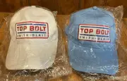 2 New Smith-Blair TOP BOLT Advertising Hats - Blue & White