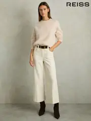 Reiss Cream Myrtle Twill Culotte Trousers (AN7520) | $280