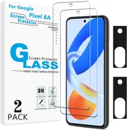 2-Pack Screen Protector for Google Pixel 8A Tempered Glass With 2-Pack Camera Lens Protector For Google Pixel 8A