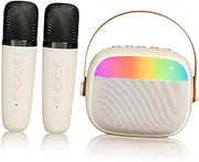 ibasenice Karaoke Machine Set Portable Singing Speaker Microphones Led Lights for Home Parties