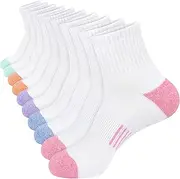 [KOOOGEAR] 5 Pairs Womens Trainer Ankle Socks Cotton Cushioned Quarter Socks Anti-Blister Moisture Wicking Athletic Walking Socks
