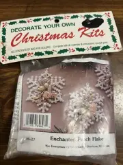 Vintage Merri Mac Enchanted Peach Snow Flake Christmas Ornament Kit