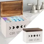 ZFLYCANP Wood Storage Box, Tampon Holder for Women, Feminine Product Organizer for Bathroom Decor and Storage Office Bedroom
