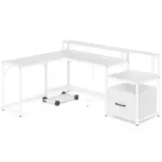Costway 170cm L-shaped Computer Desk Office Study Table