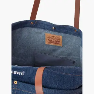 【LEVIS 官方旗艦】女款 簡約船形丹寧托特包 / 精工刺繡Logo 藍 人氣新品 D7959-0002