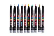 Uni POSCA 10pk Water Based Brush Tip Art Pens Opaque Paint Markers