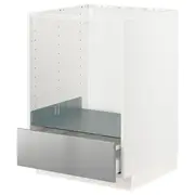 METOD / MAXIMERA base cabinet for oven with drawer, white/Vårsta stainless steel, 60x60x80 cm