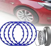 Universal Vehicle Rim Protector (16/17/18/19/20/21in), 4 Pieces Wheel Decorations, Nylon Round Edge Decoration - Protective Ring, Scratch Resistant, Fits Many Cars,19in,Blue
