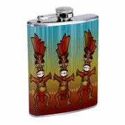 Tiki Statues D8 Flask 8oz Stainless Steel Hip Drinking Whiskey Polynesian